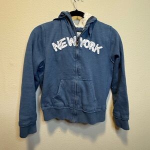 Freedom 2 Be New York Sherpa Lined Zip Hoodie Blue Size M